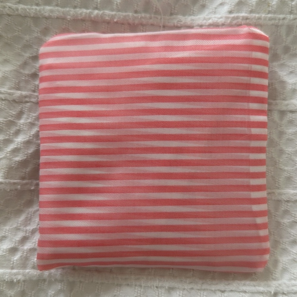 2 NWT IMITATION BAGGU foldable TOTE bags - turquoise/stars & Pink stripes - Picture 7 of 10